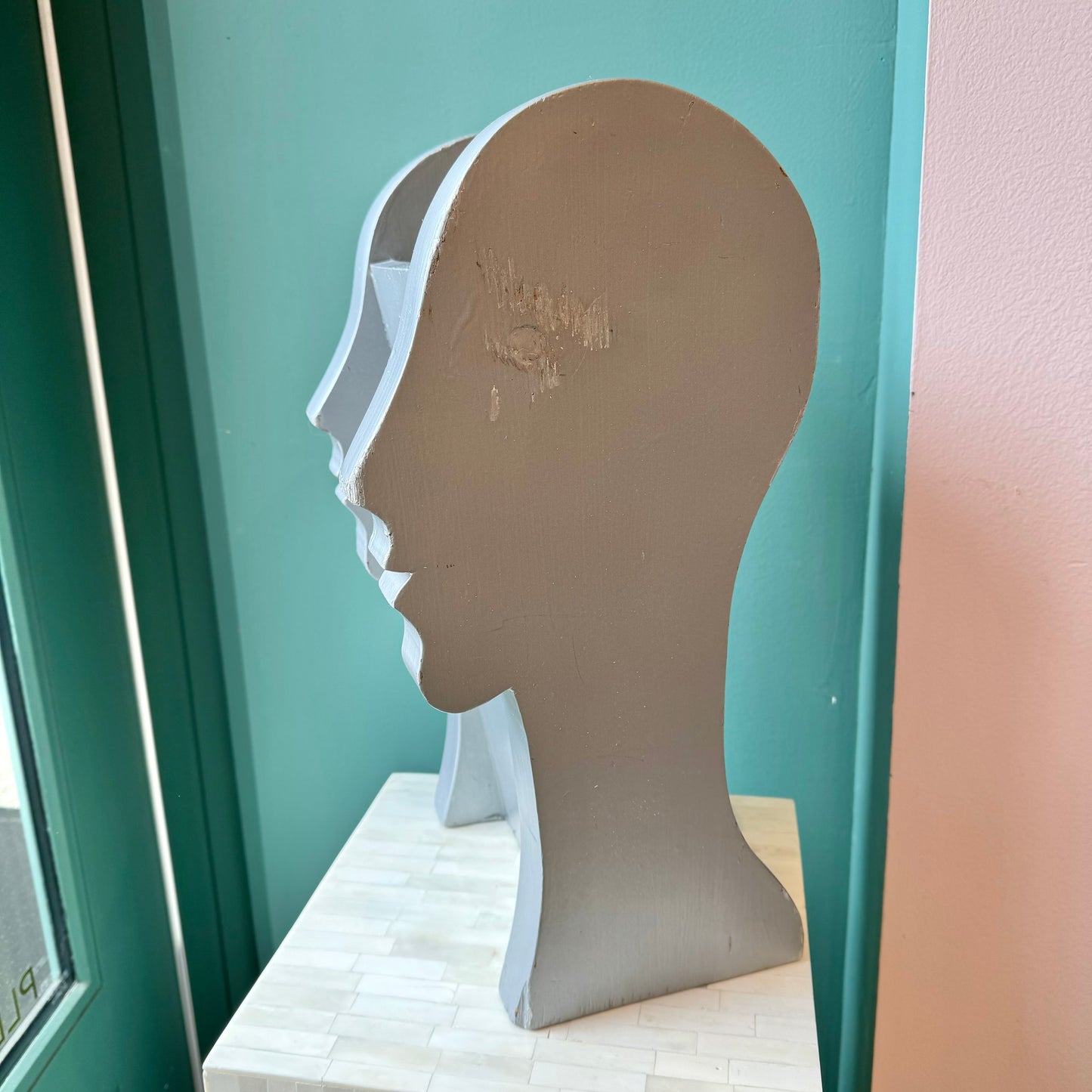 Vintage Wooden Face Profile Umbrella Holder