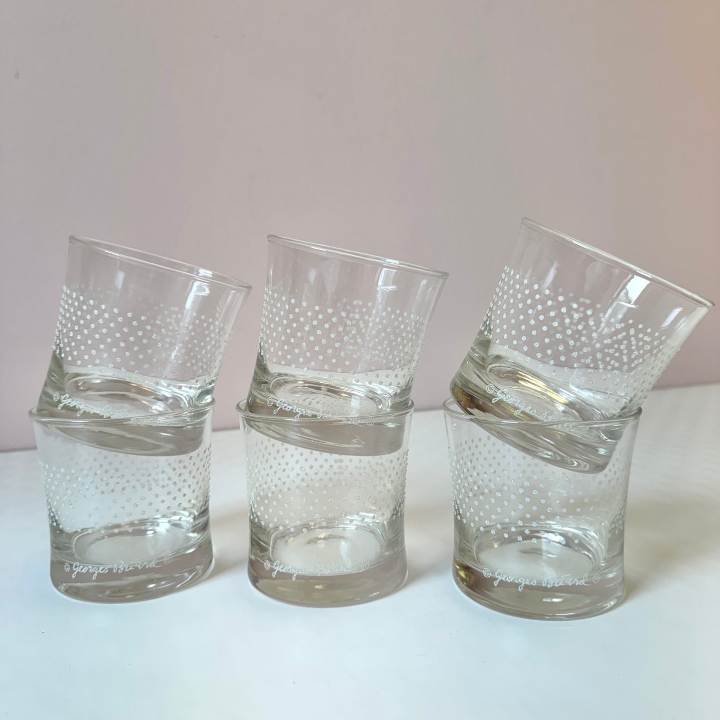 Vintage Mid-Century Georges Briard Textured Dot Rocks Glasses- Set of 6