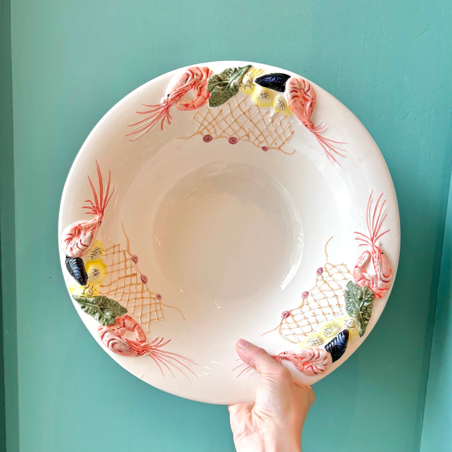 Vintage Portuguese Large Seafood Serving Bowl