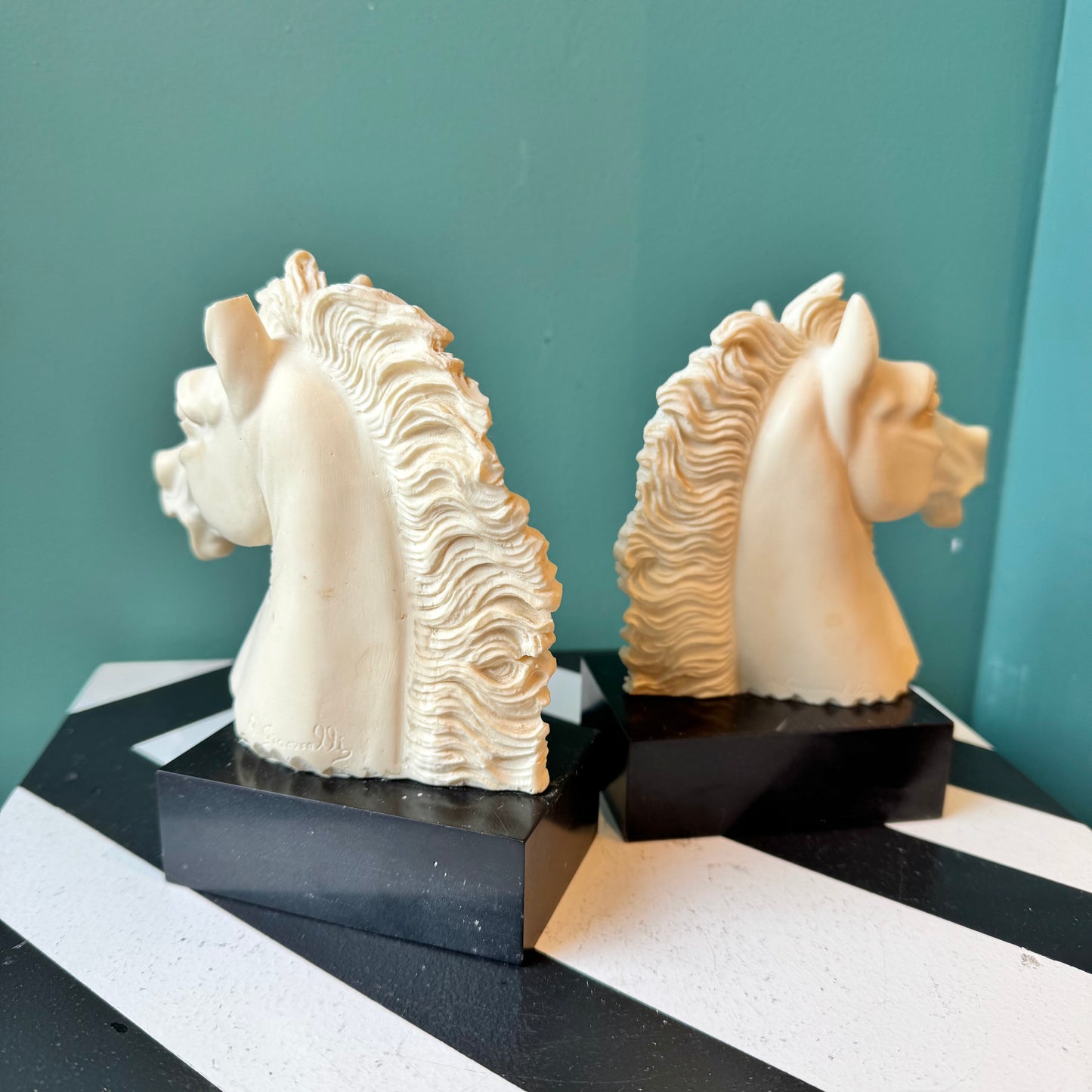 Pair of Vintage Resin Italian Horse Head Bookends
