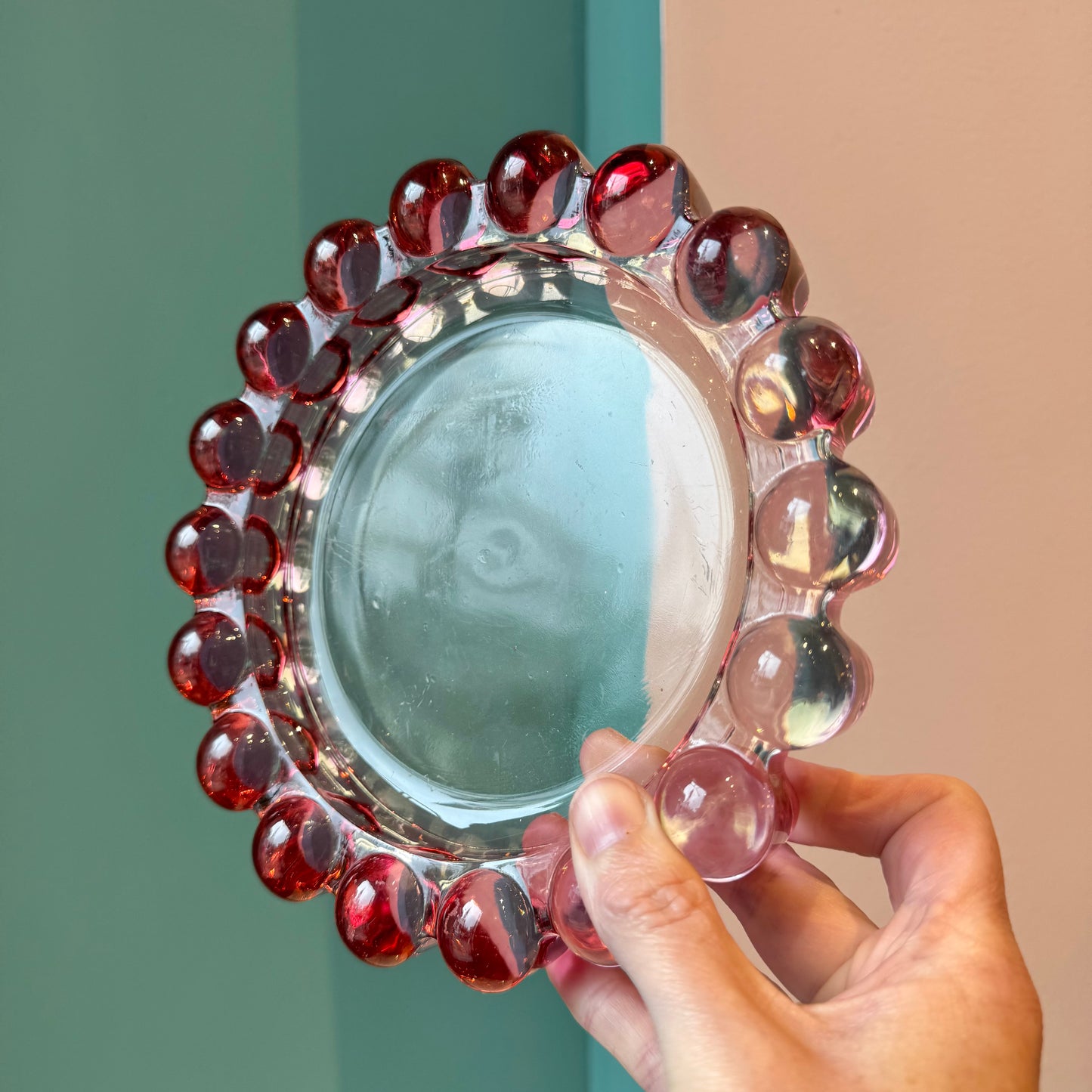 Large Vintage Pink Glass Boopie Dish