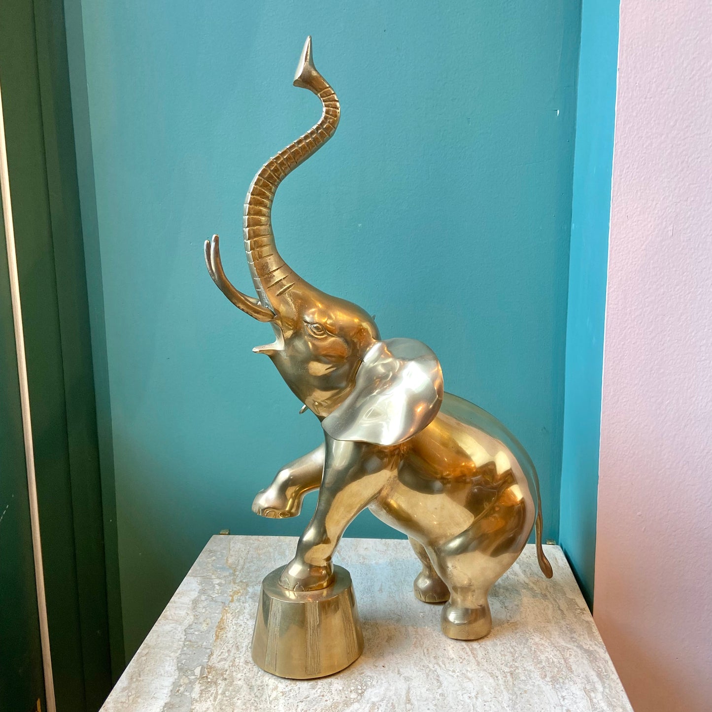 Large Vintage Brass Circus Elephant Statue