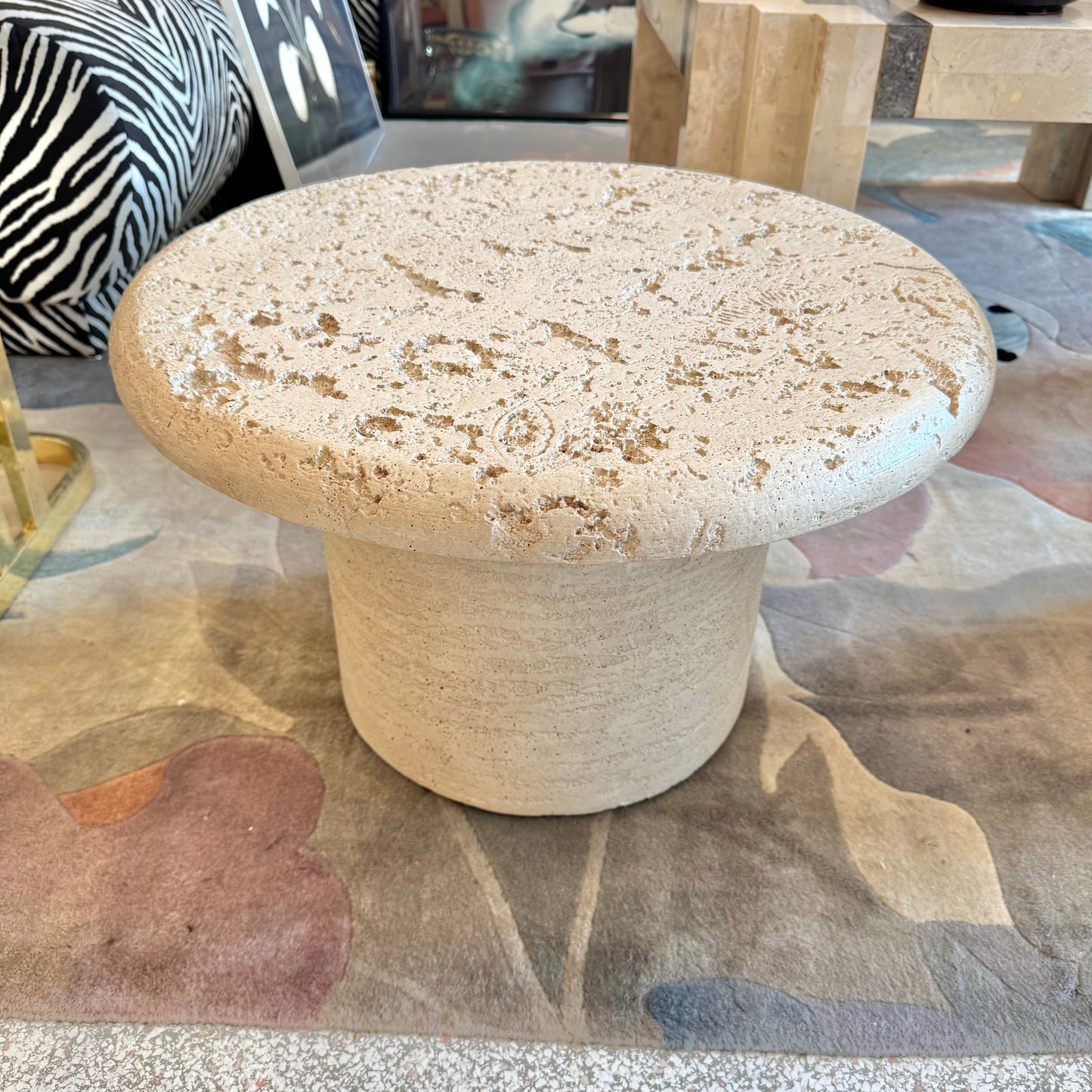 Set of 3 Vintage Faux Travertine Nesting Mushroom Tables