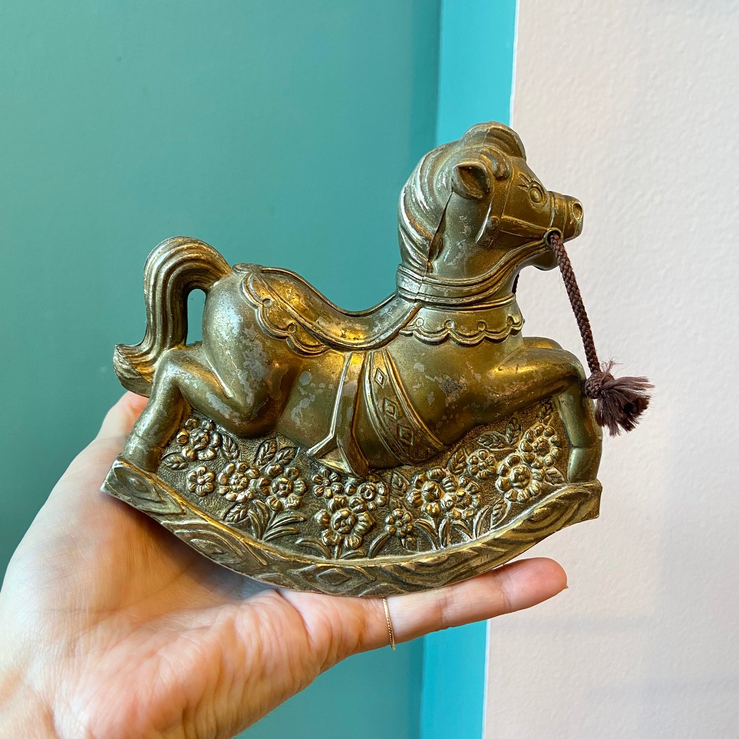 Vintage Metal Rocking Horse Figurine