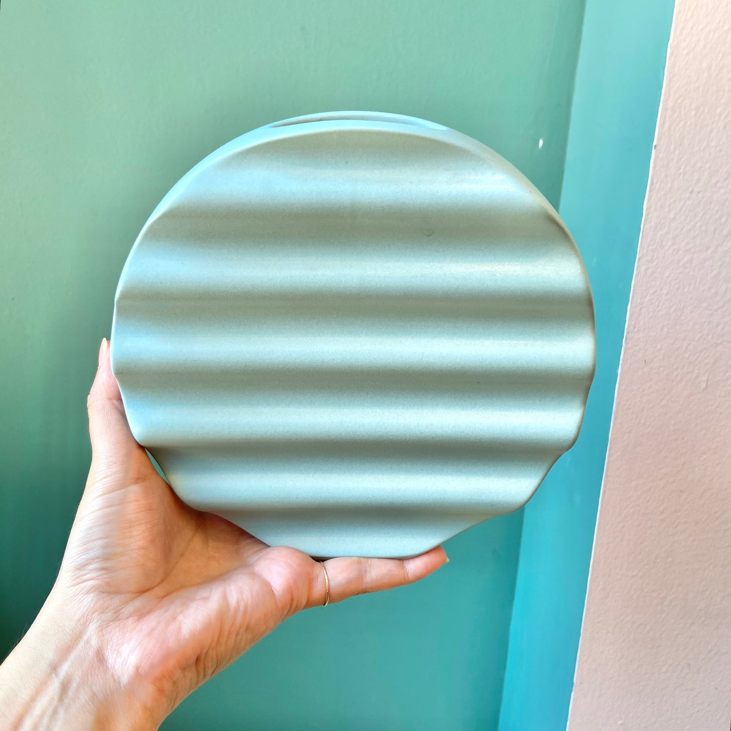 Vintage Circular Ceramic Ripple Vase