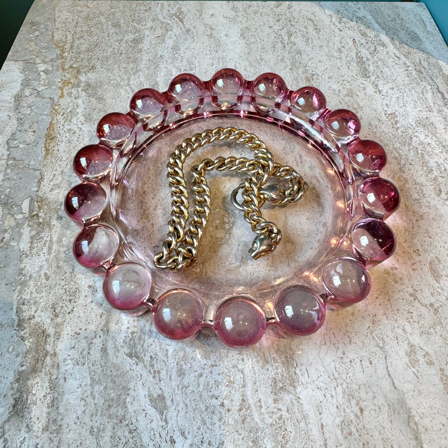 Large Vintage Pink Glass Boopie Dish