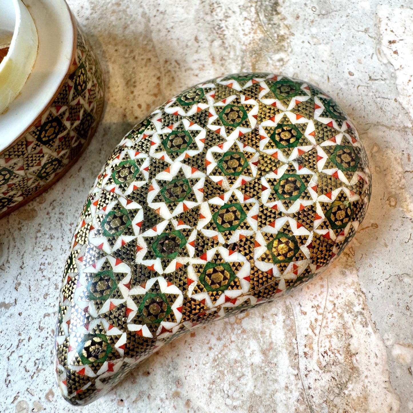 Vintage Persian Mini Mosaic Stars Ring Box