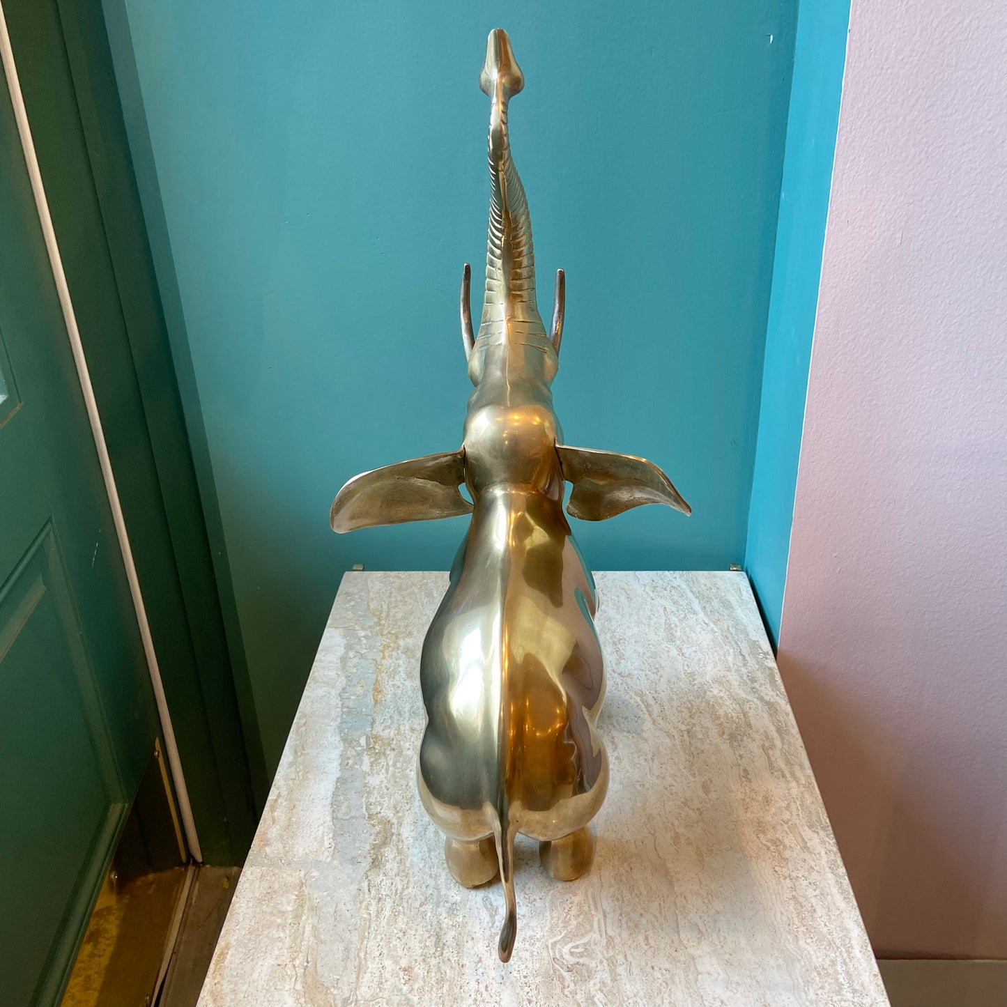Large Vintage Brass Circus Elephant Statue