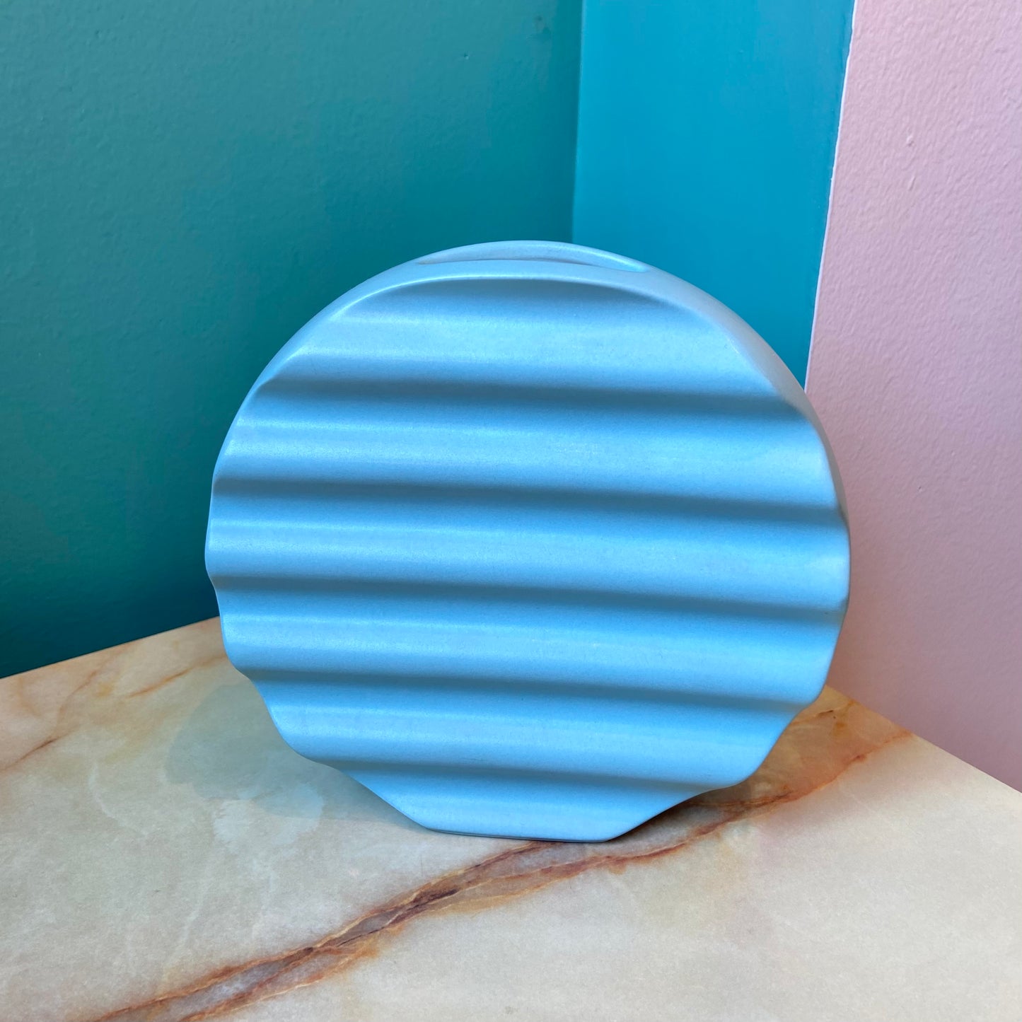 Vintage Circular Ceramic Ripple Vase