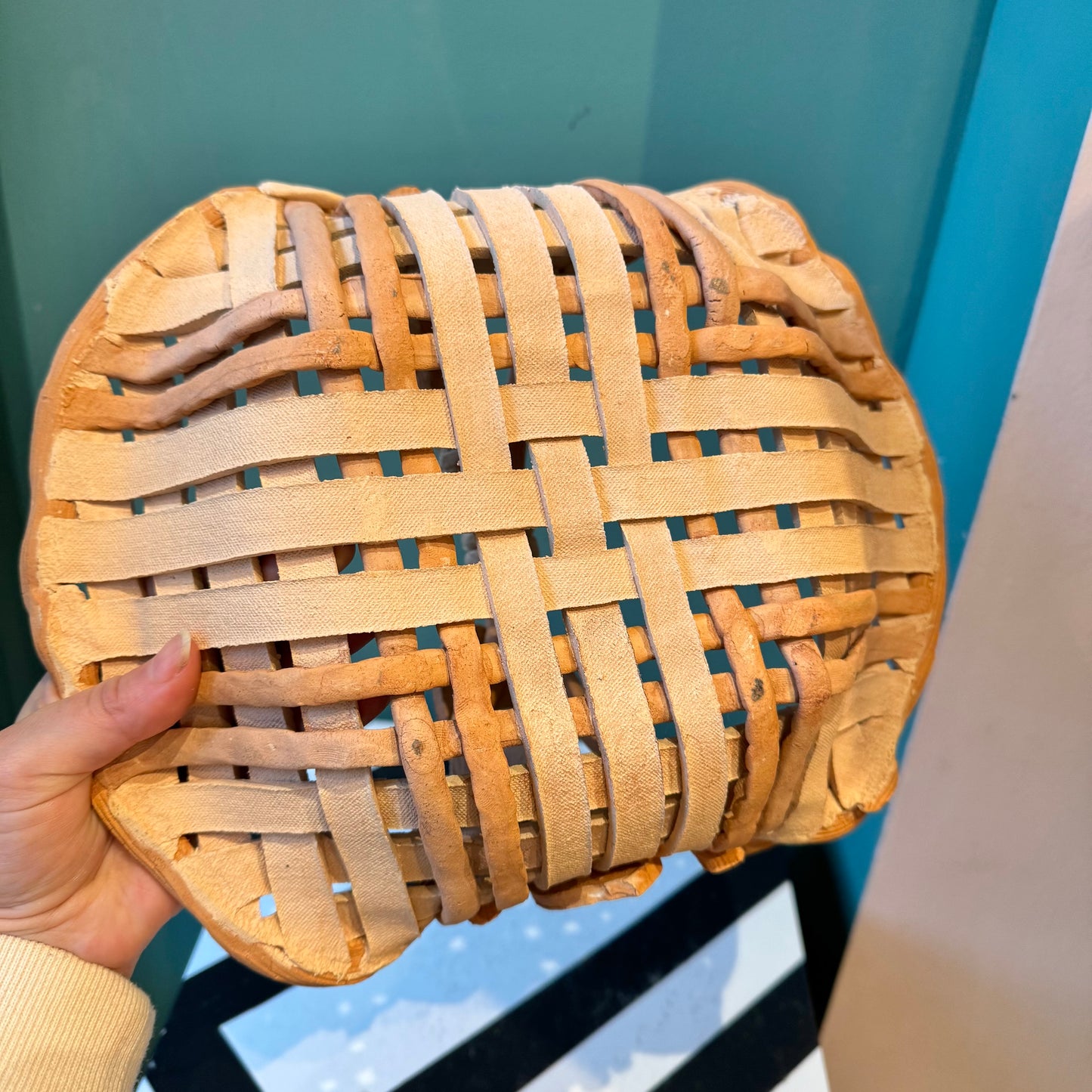 Vintage Woven Ceramic Decorative Basket