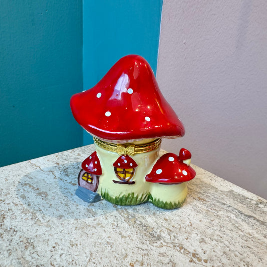 Mushroom House Hand Painted Trinket Box