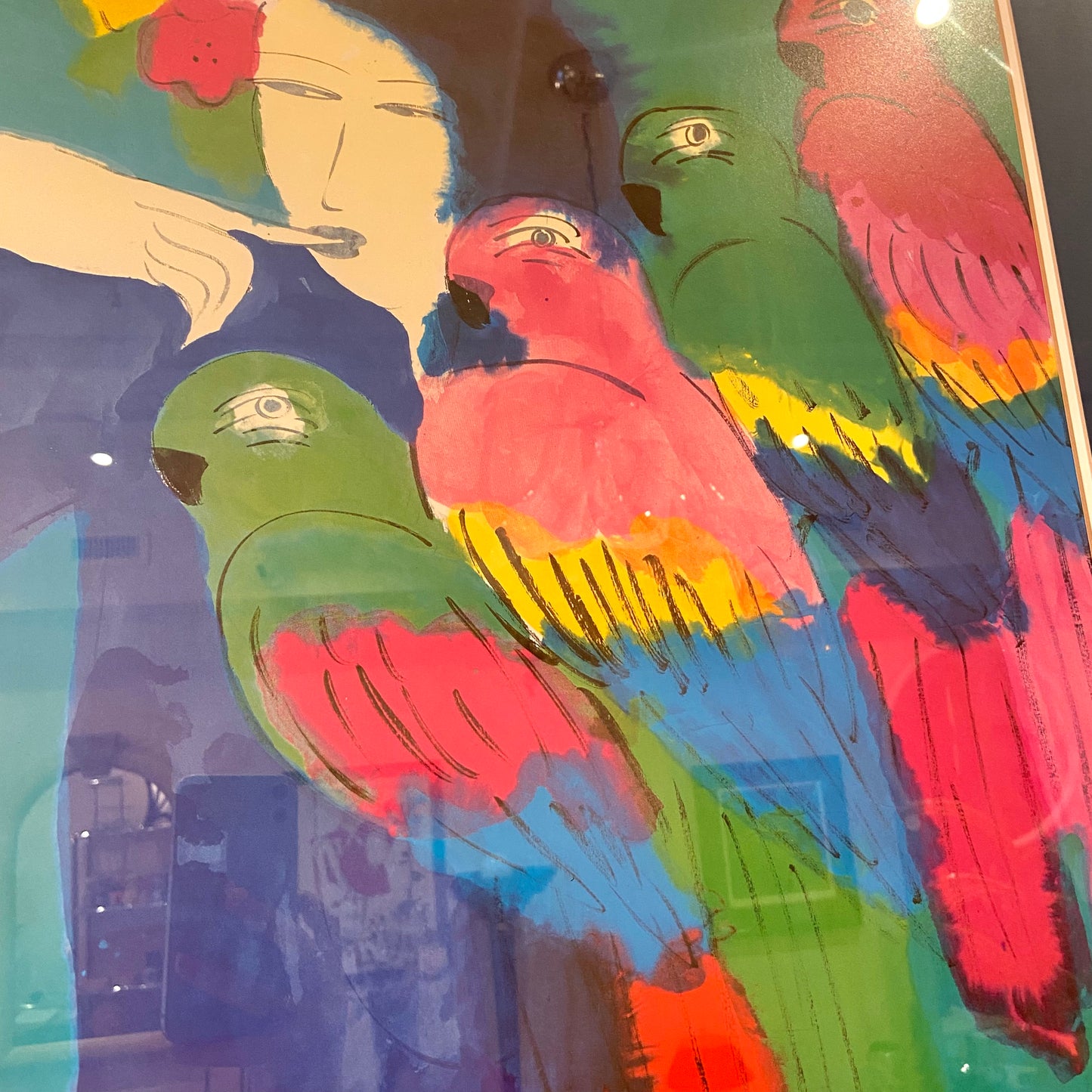 1980’s Walasse Ting “Can I Give You a Parrot?” Framed Print