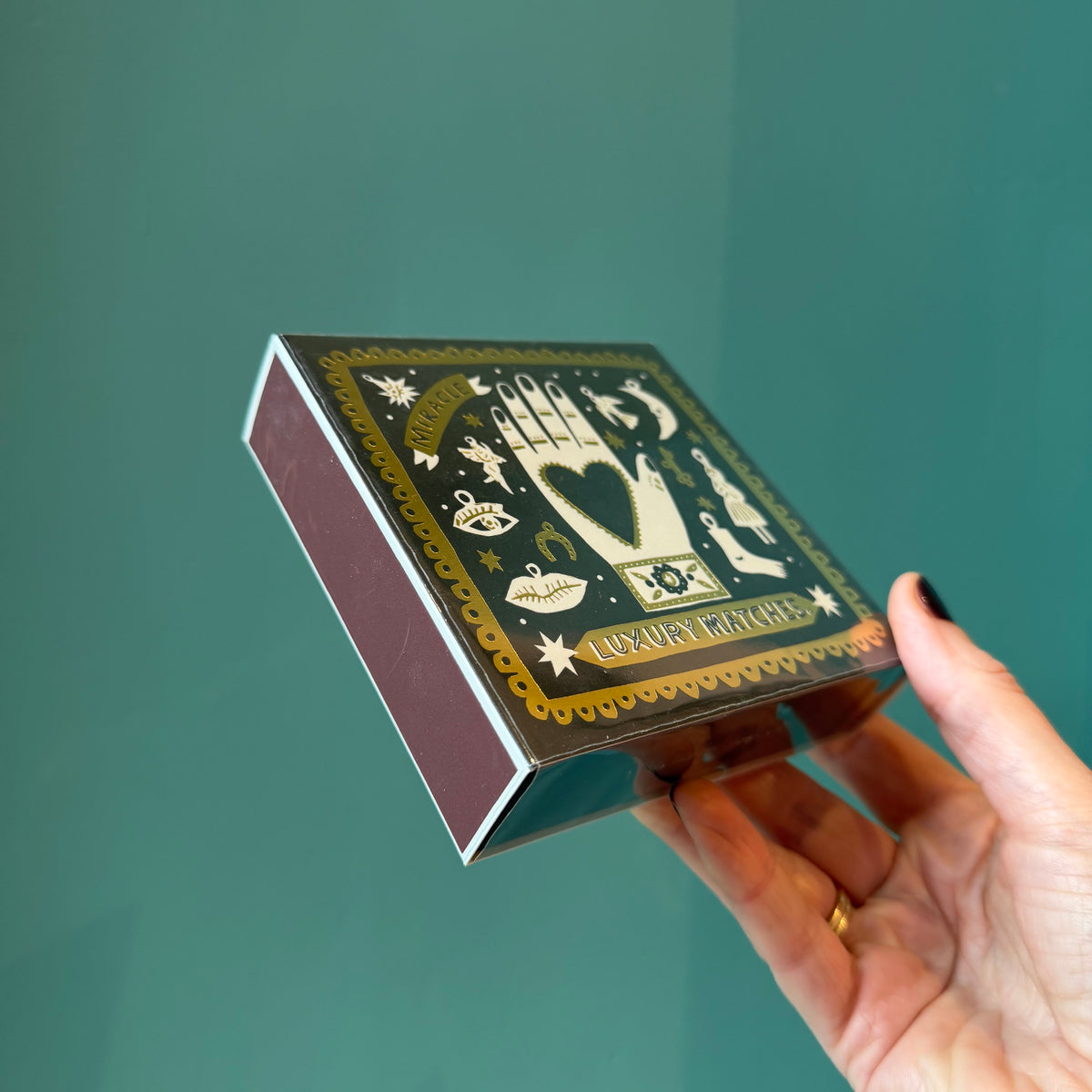 Miracle Black Hand Luxury Matches Square Matchbox