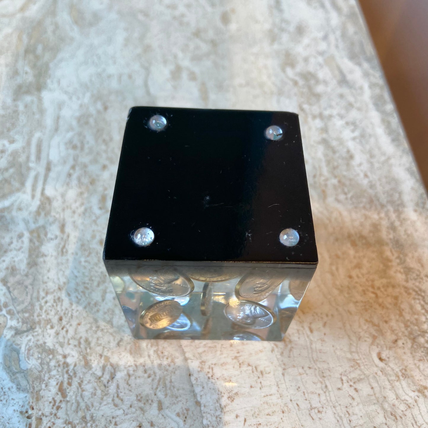 Vintage Lucite 1969 Penny Paperweight