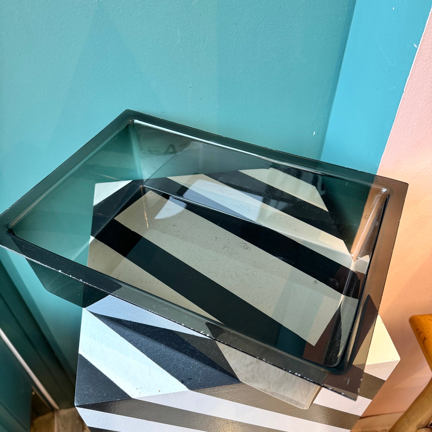 Mid Century White and Gray Lucite 2 Compartment Server