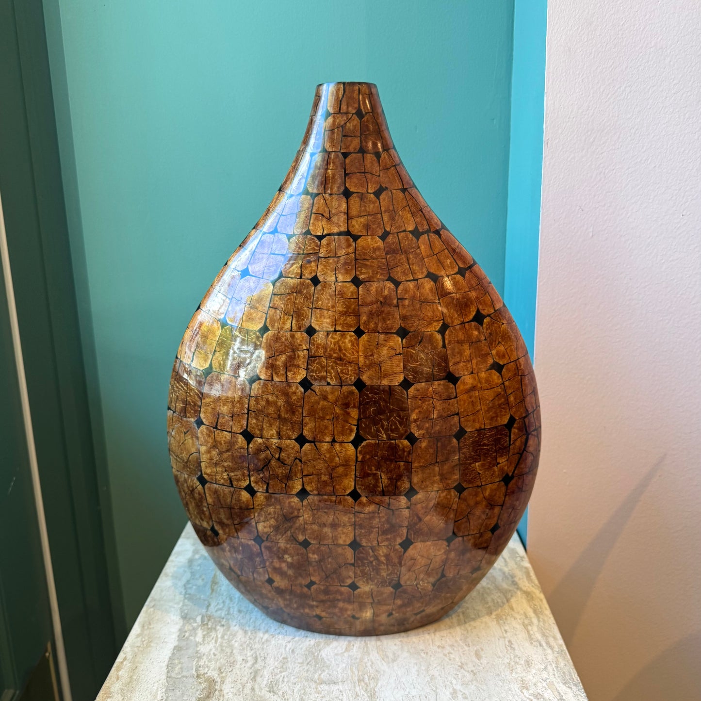 Mid Century Large Pieced Wood Vase