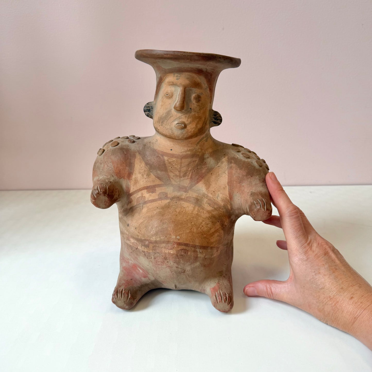 Vintage Handcrafted Mexican Terracotta Figurative Talisman Vessel/Vase