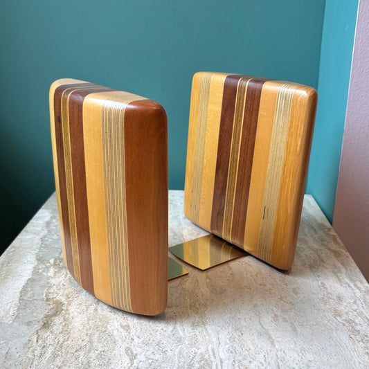 Mid Century Pair of Wood Block Bookends