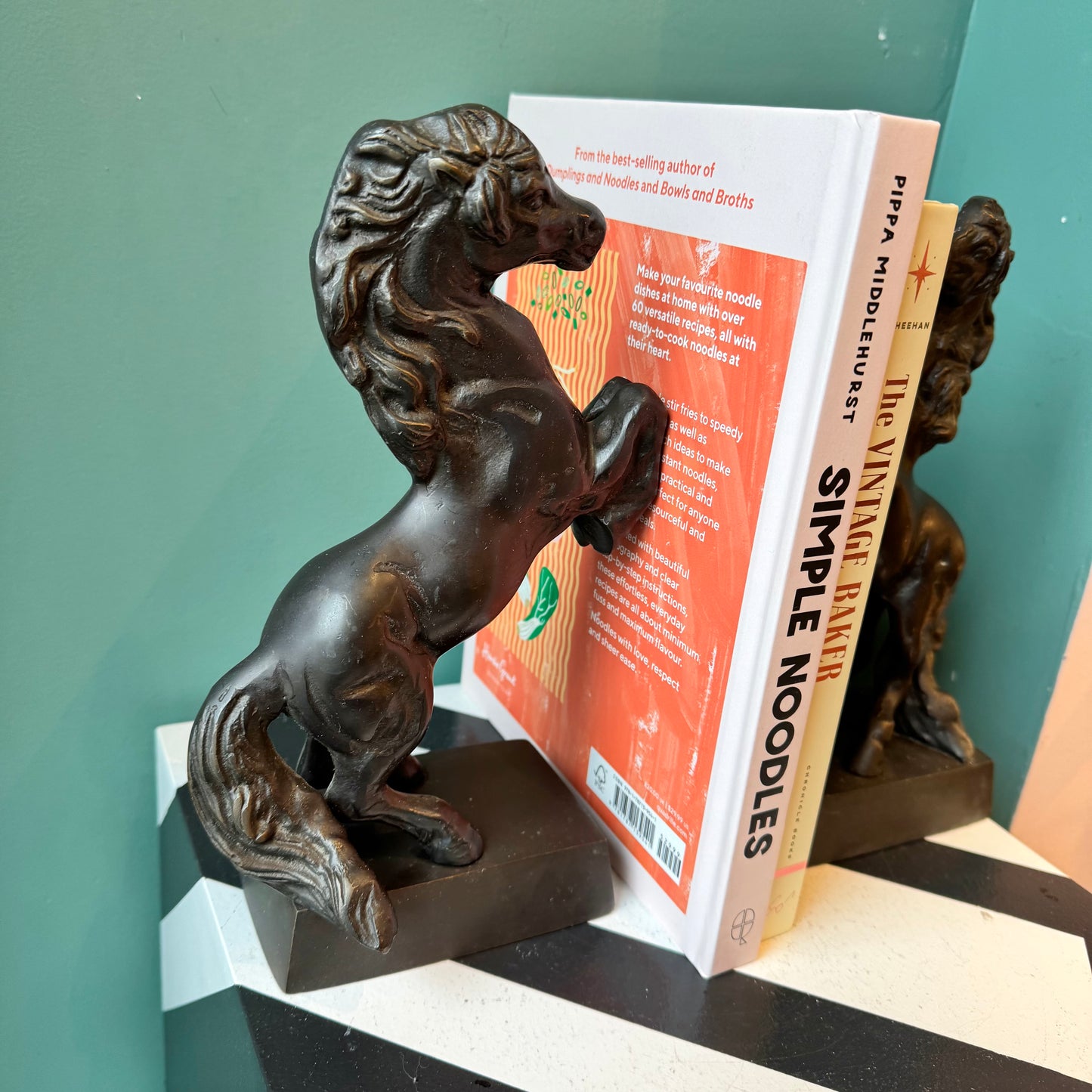 Pair of Vintage Metal Horse Bookends