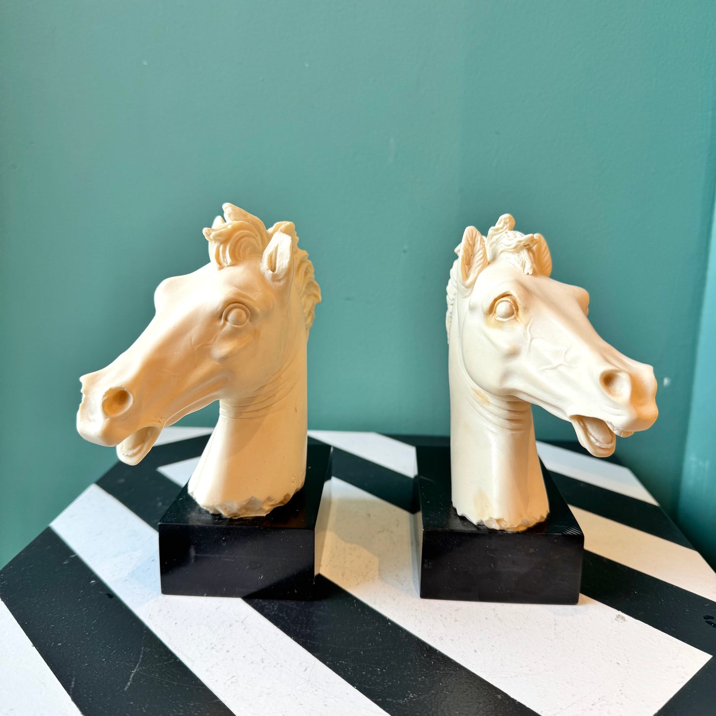 Pair of Vintage Resin Italian Horse Head Bookends