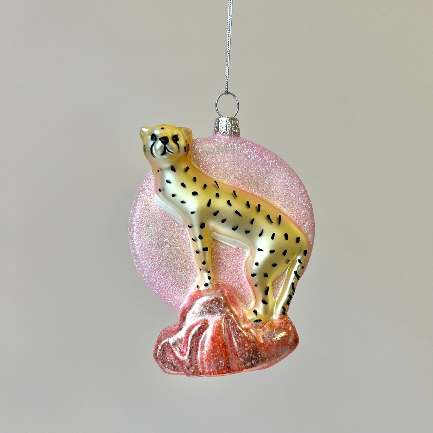 Pink Sunset Cheetah Ornament