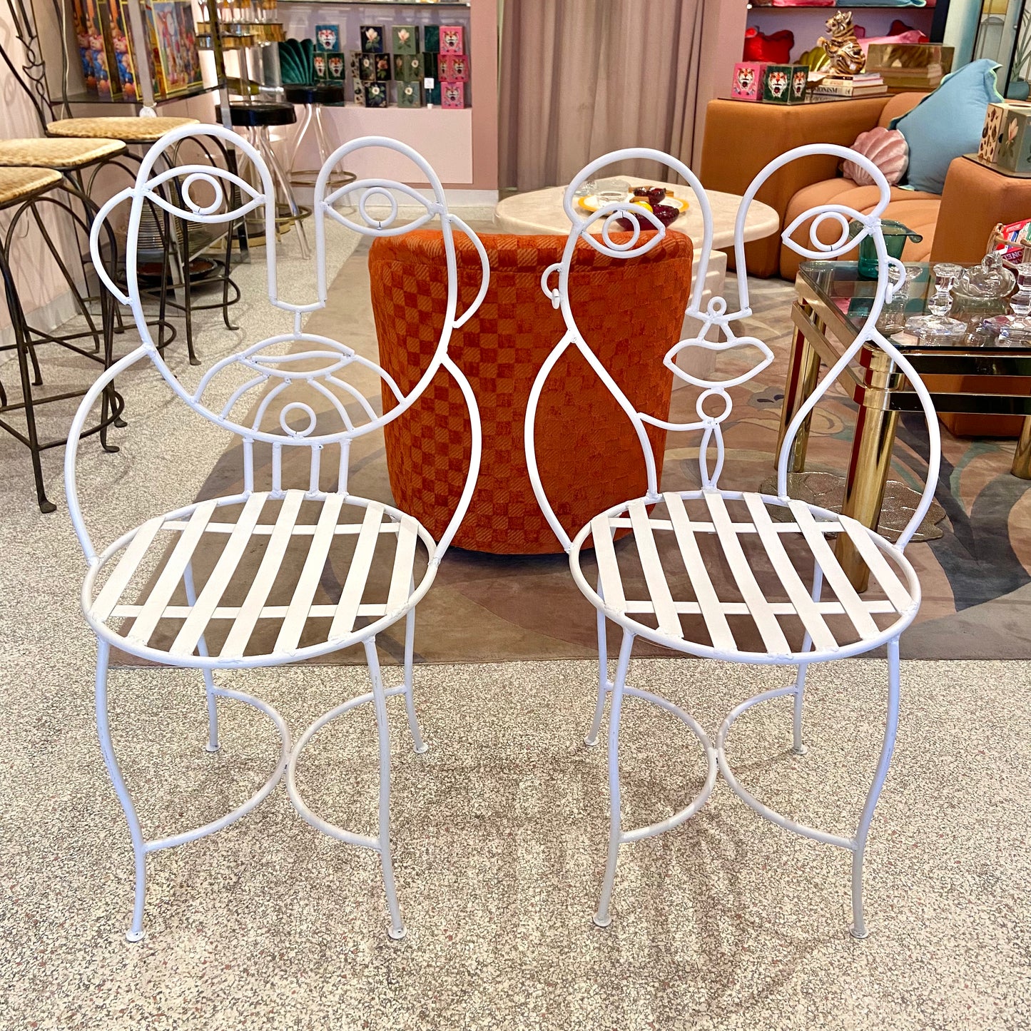 Pair of White John Risley Style Face Chairs