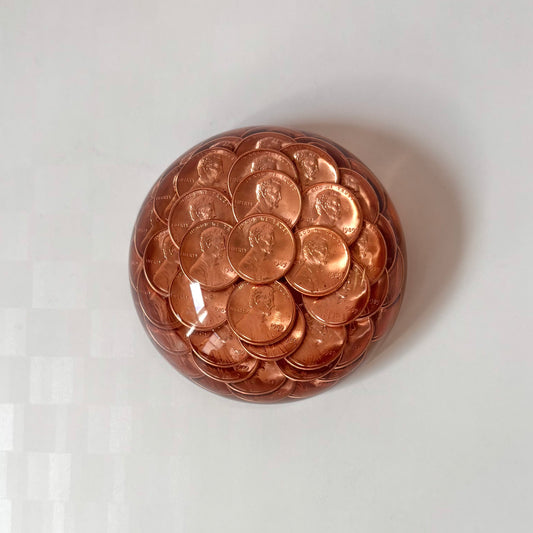 Vintage 1989 Penny Lucite Paperweight