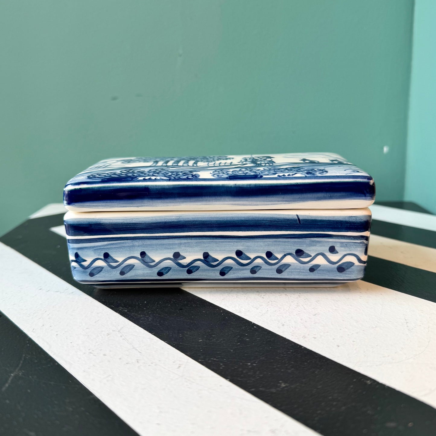 Vintage Portuguese Ceramic Hand Painted Trinket Box