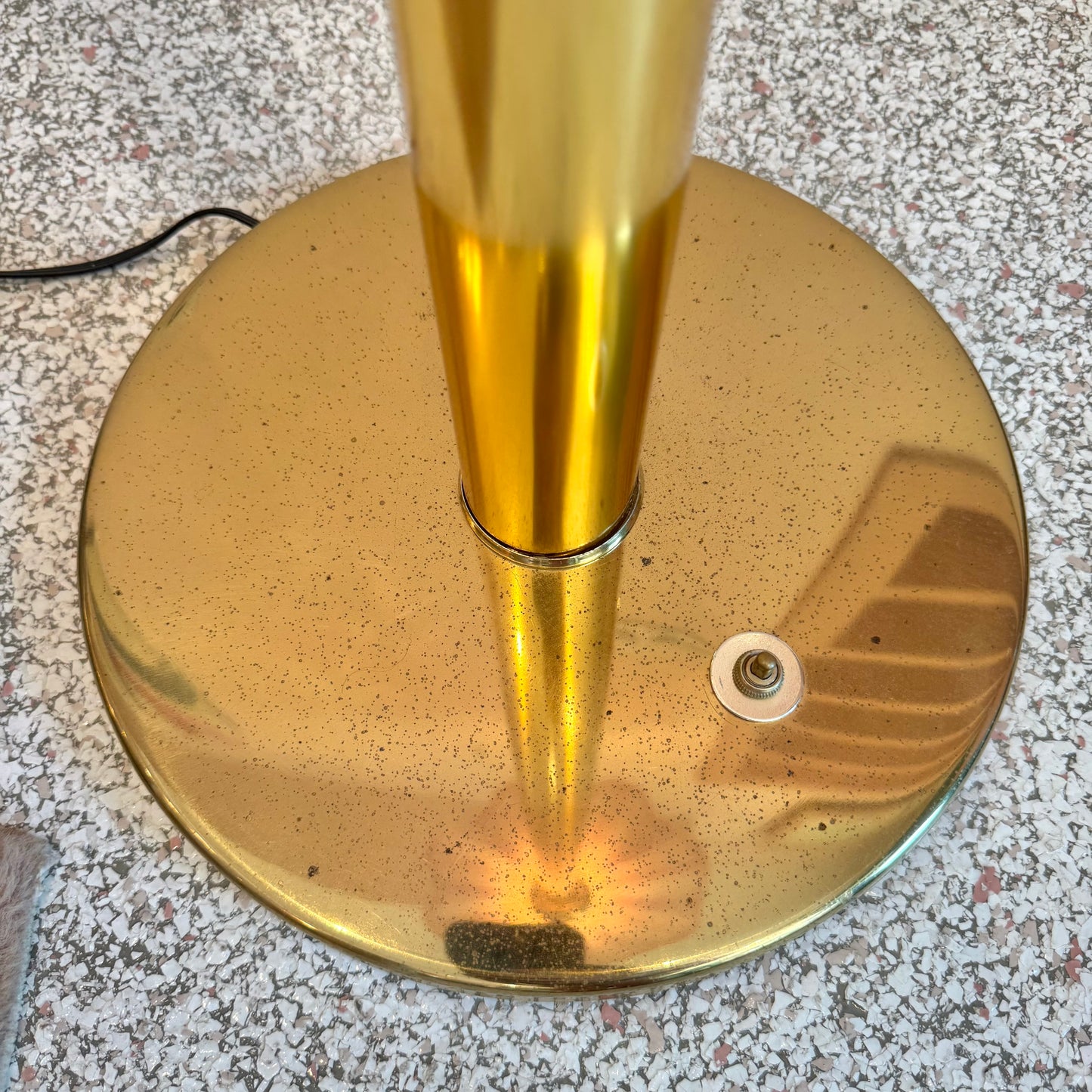 Vintage Pink Acrylic and Brass Flower Floor Lamp