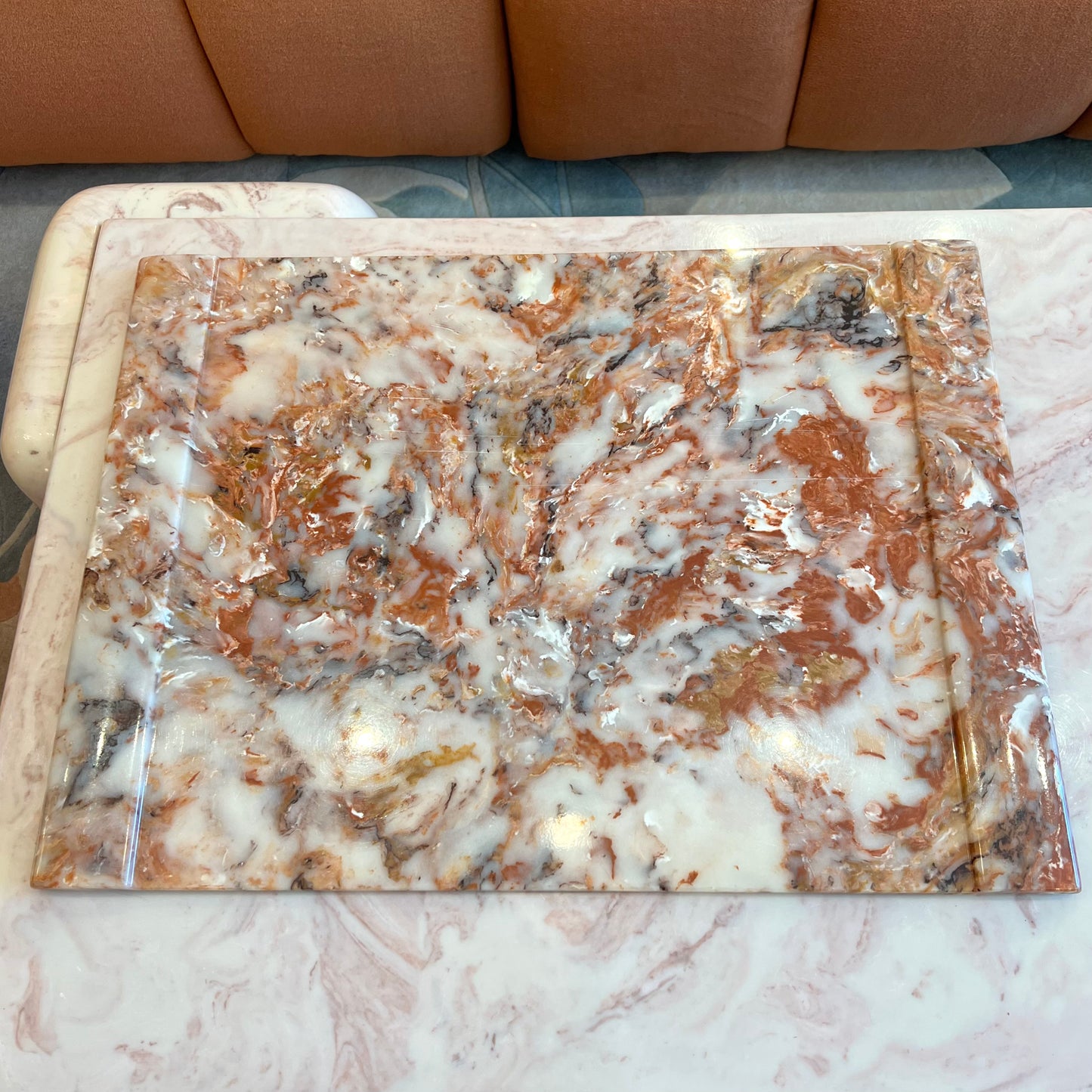 Vintage Faux Marble Resin Desk Tray