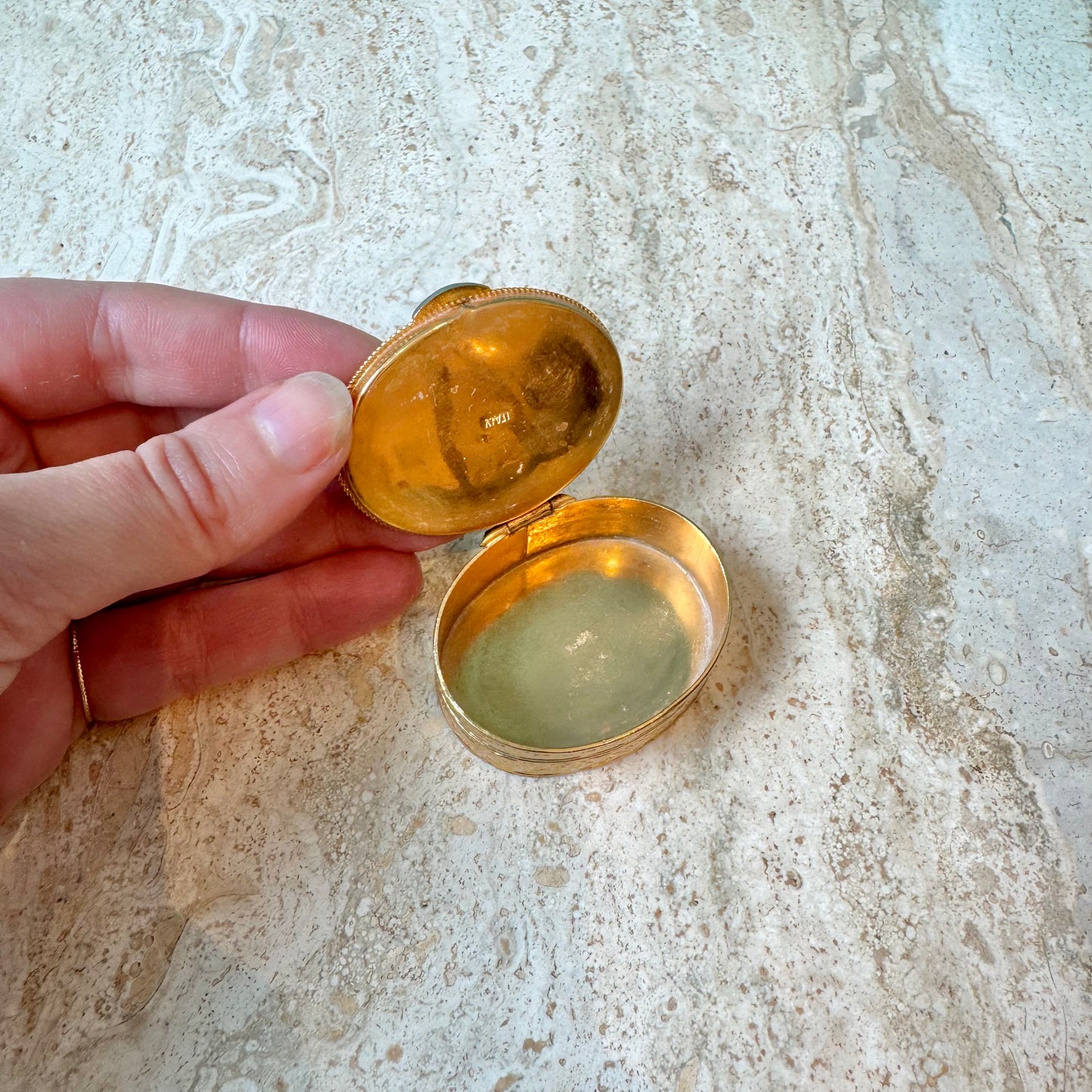 Vintage Italian Micro Mosaic Oval Pill Box