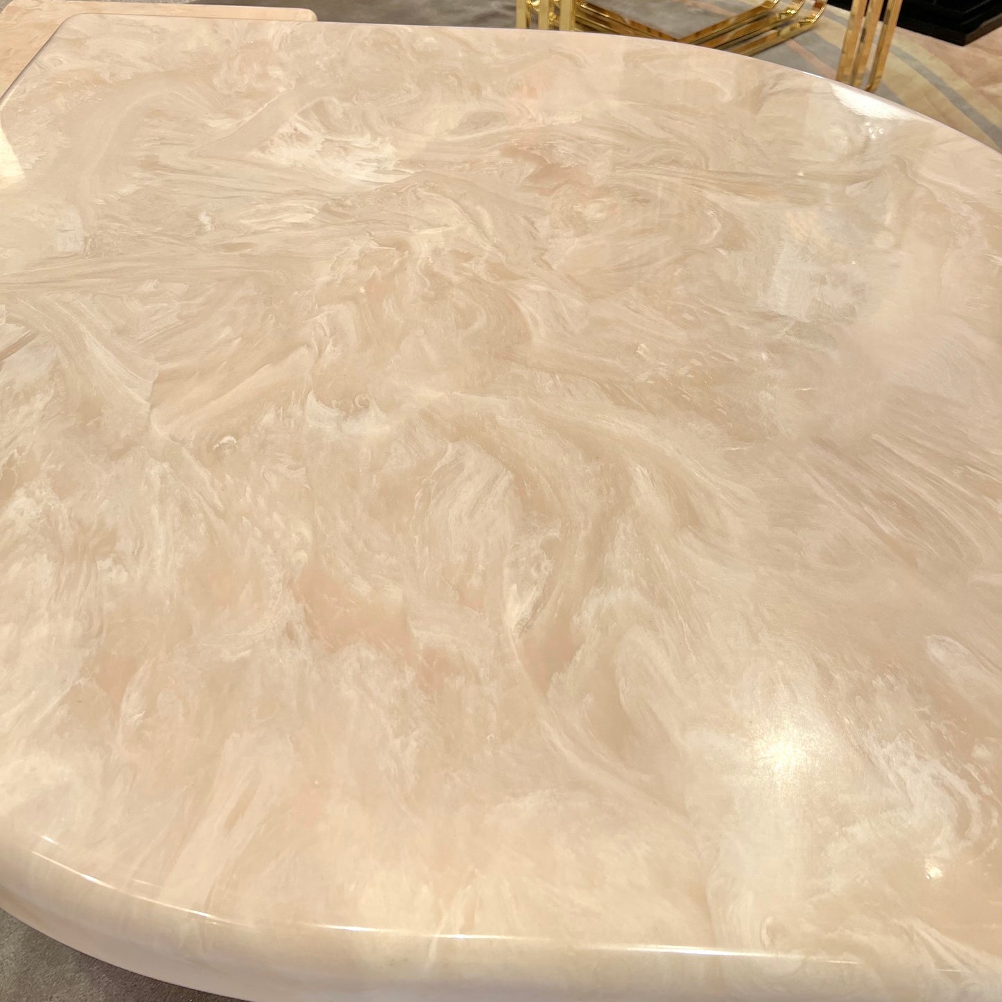 1980’s Cream Marbled Resin Cat Eye Coffee Table