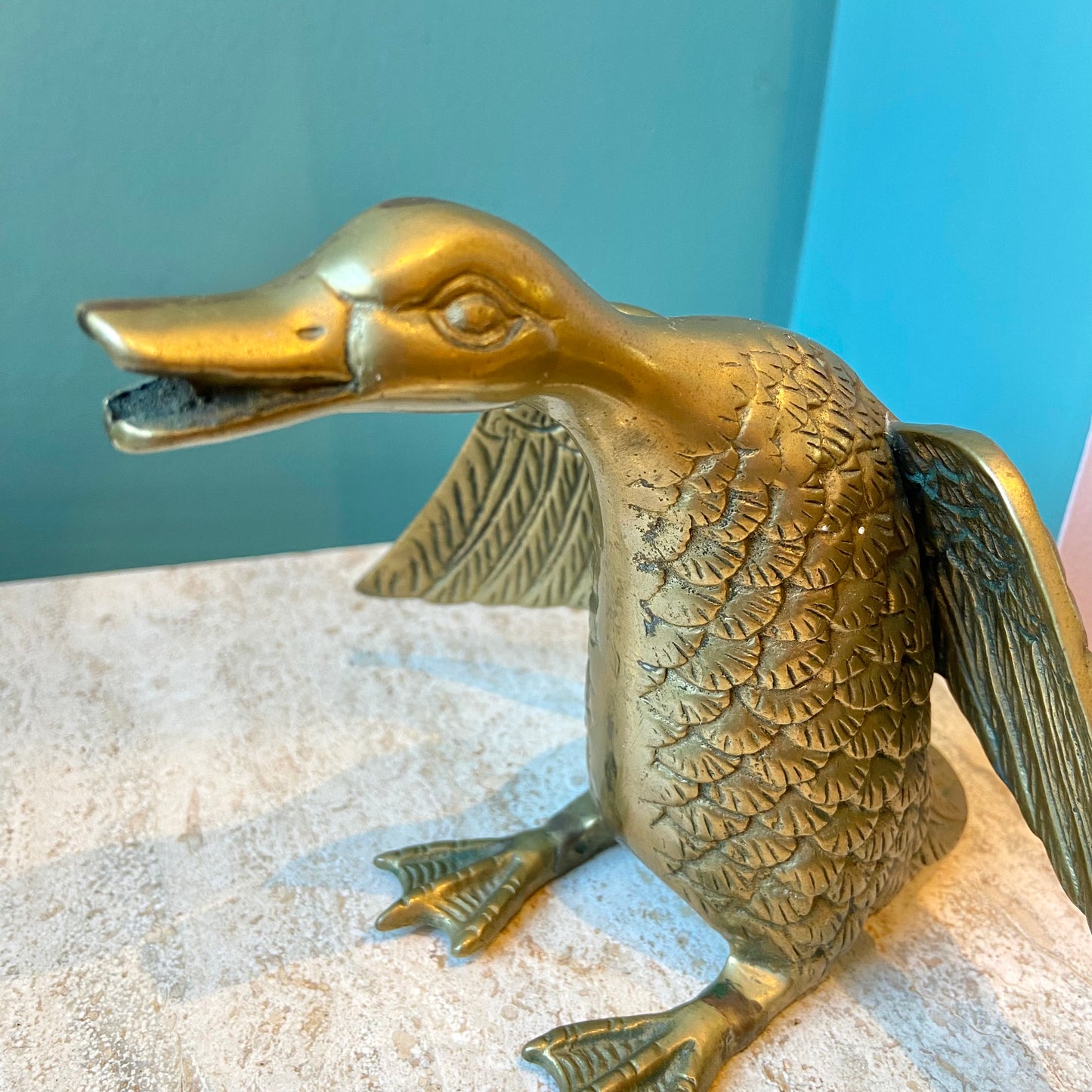 Vintage Brass Duck Statue