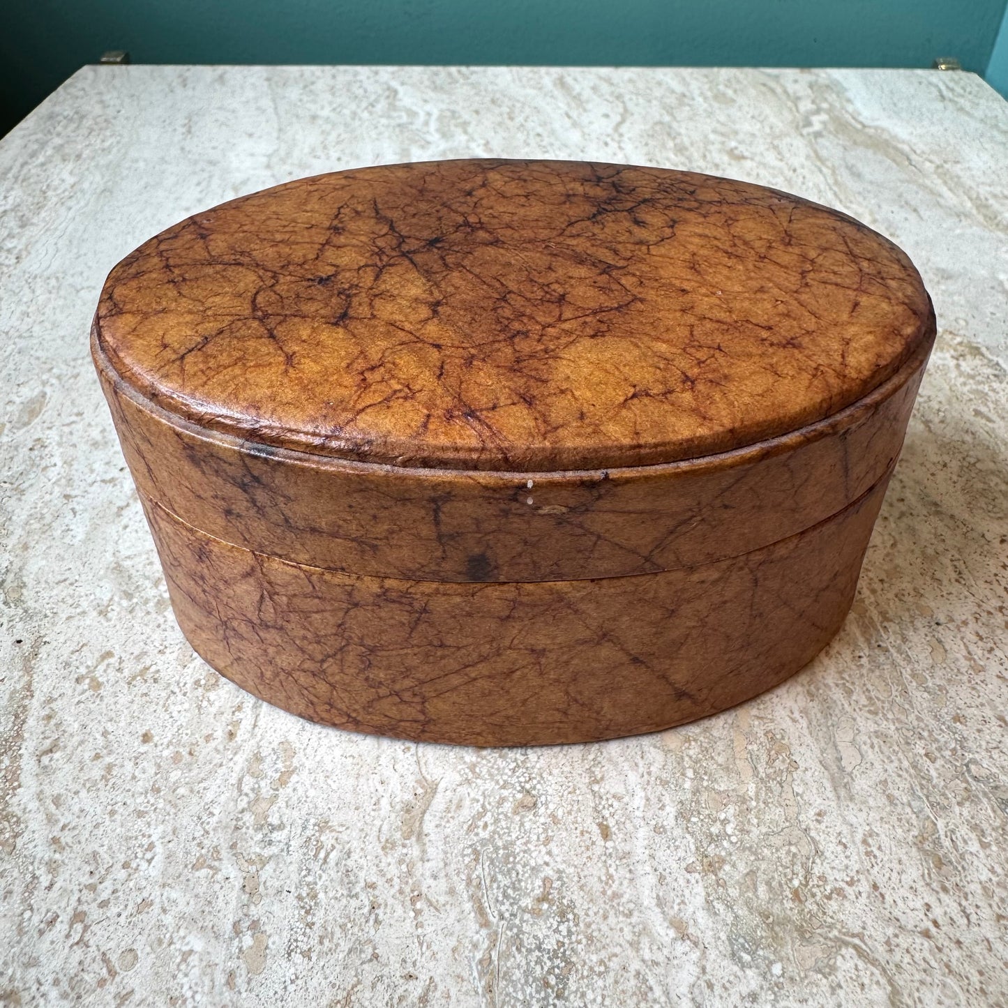Vintage Oval Faux Leather Box