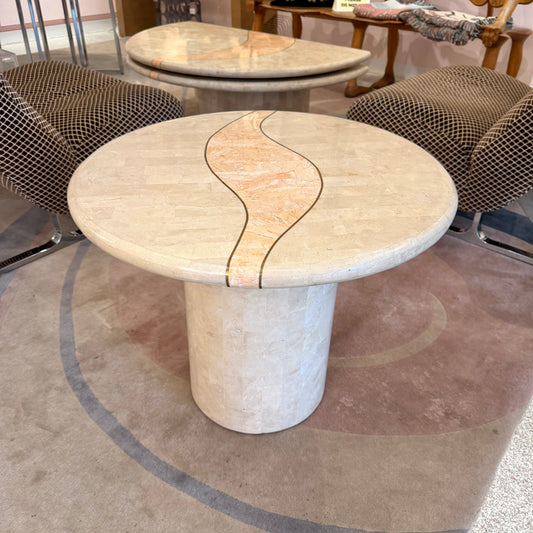 Vintage Tessellated Travertine Side Table by Casa Bique