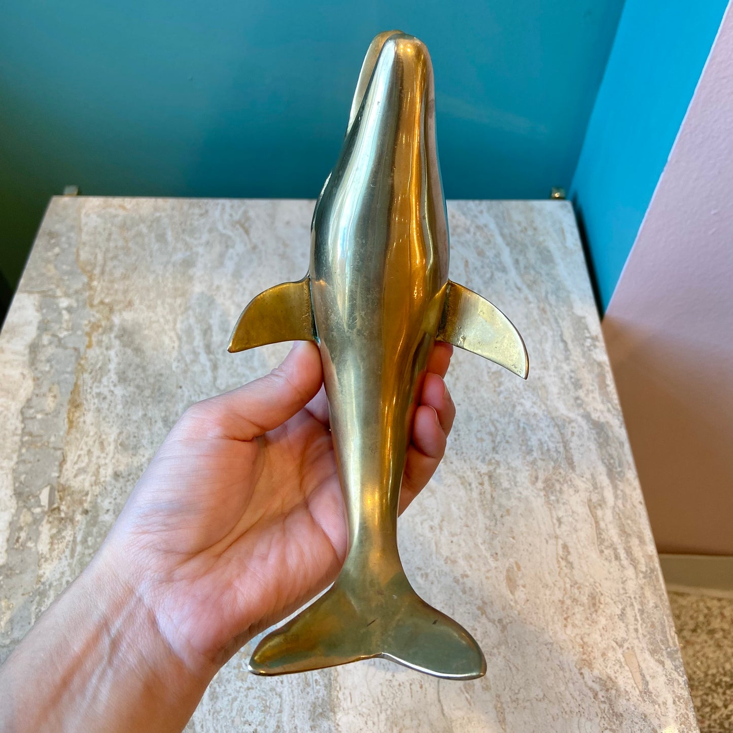 Vintage Brass Dolphin Figurine 7.5”