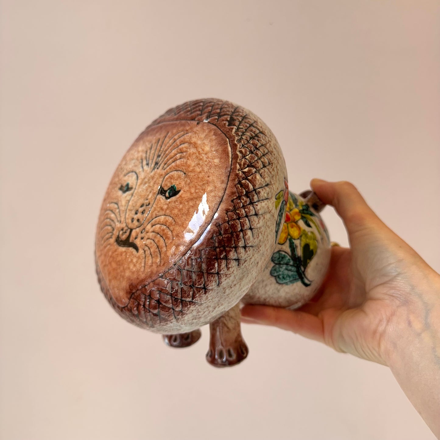 Vintage Italian Ceramic Lion Coin Bank
