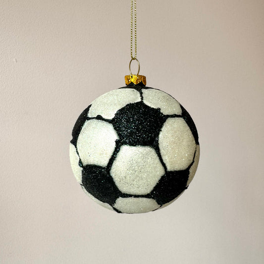 Sporty Soccer Ball Glass Ornament