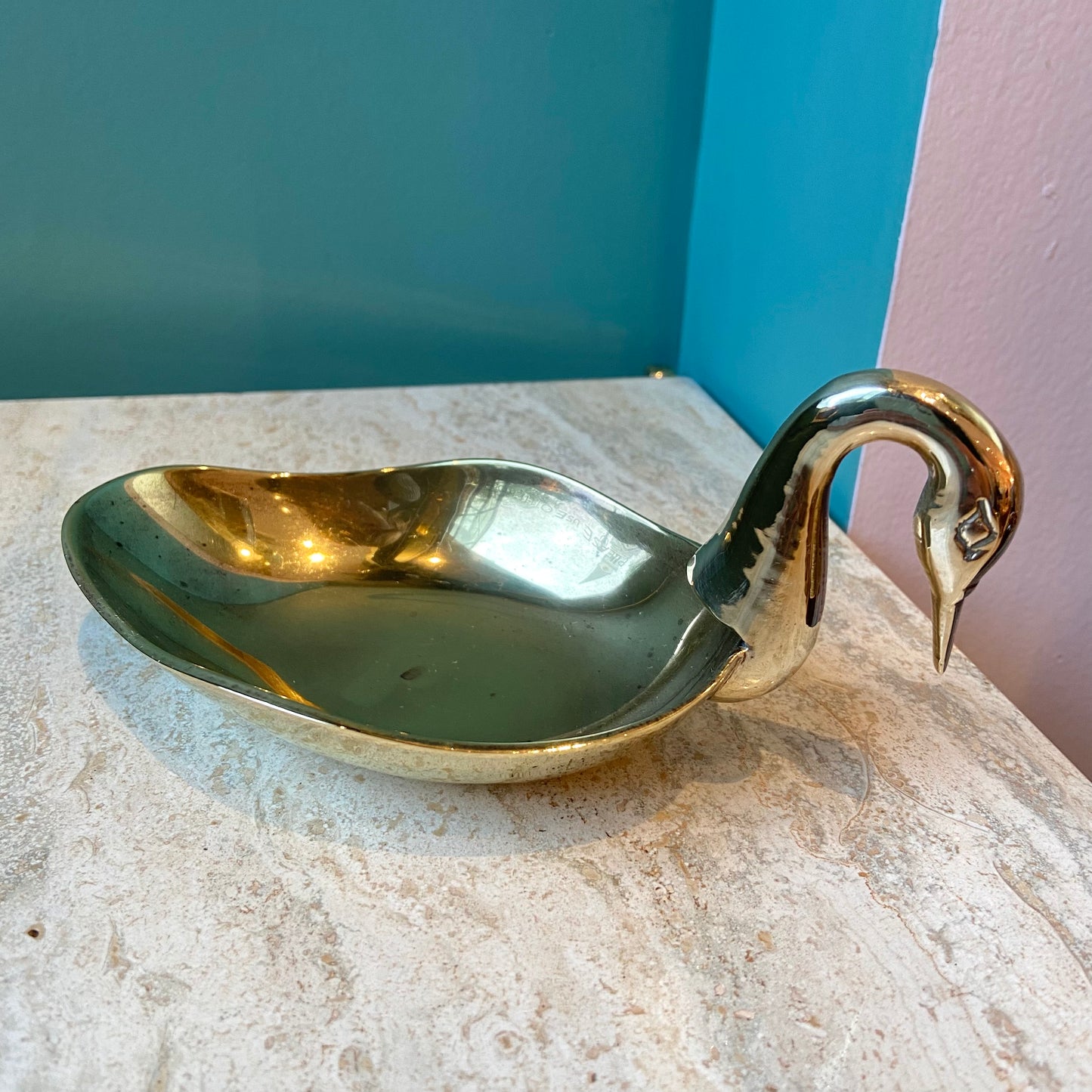 Vintage Brass Swan Trinket/Soap Dish 7”