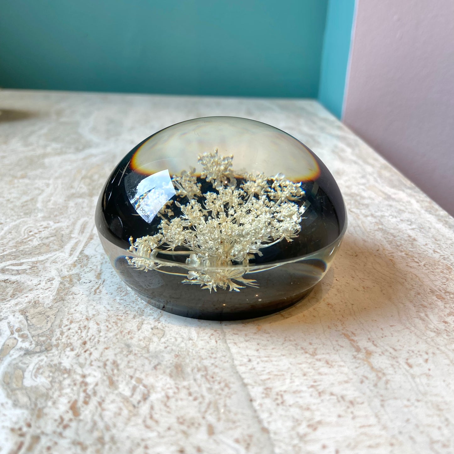 Vintage Lucite Flower Paperweight