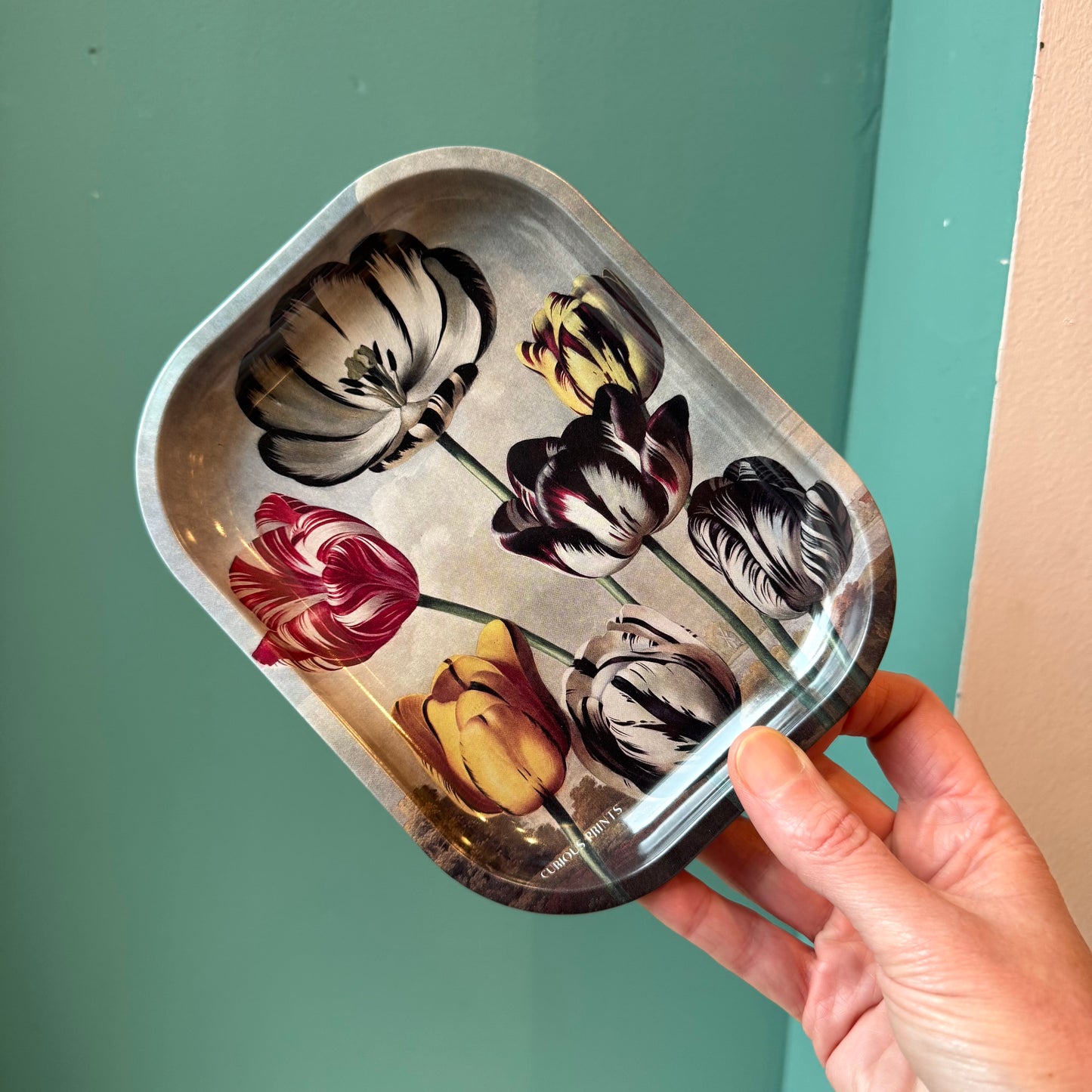 Metal Botanical Tulip Trinket Tray