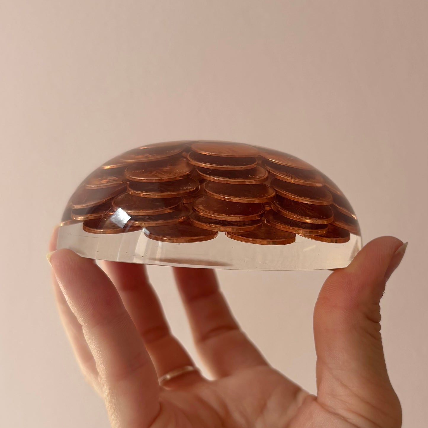 Vintage 1989 Penny Lucite Paperweight