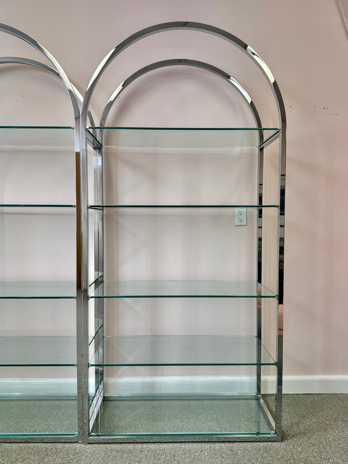Vintage DIA Style Chrome and Glass Arched Etagere/item