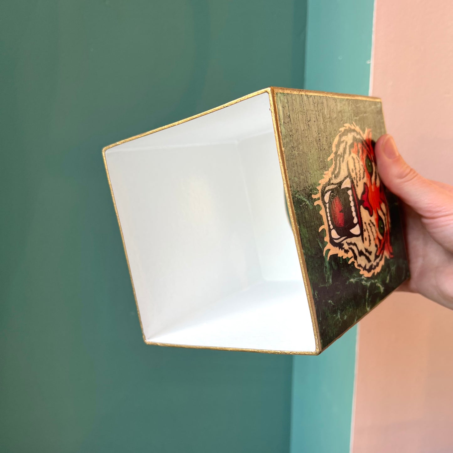 Tiger on Malachite Tissue Box Cover