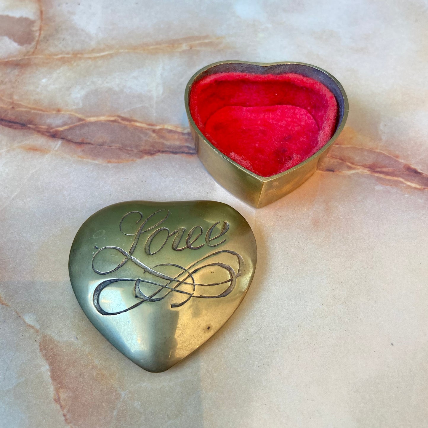 Vintage Brass Love Trinket Box