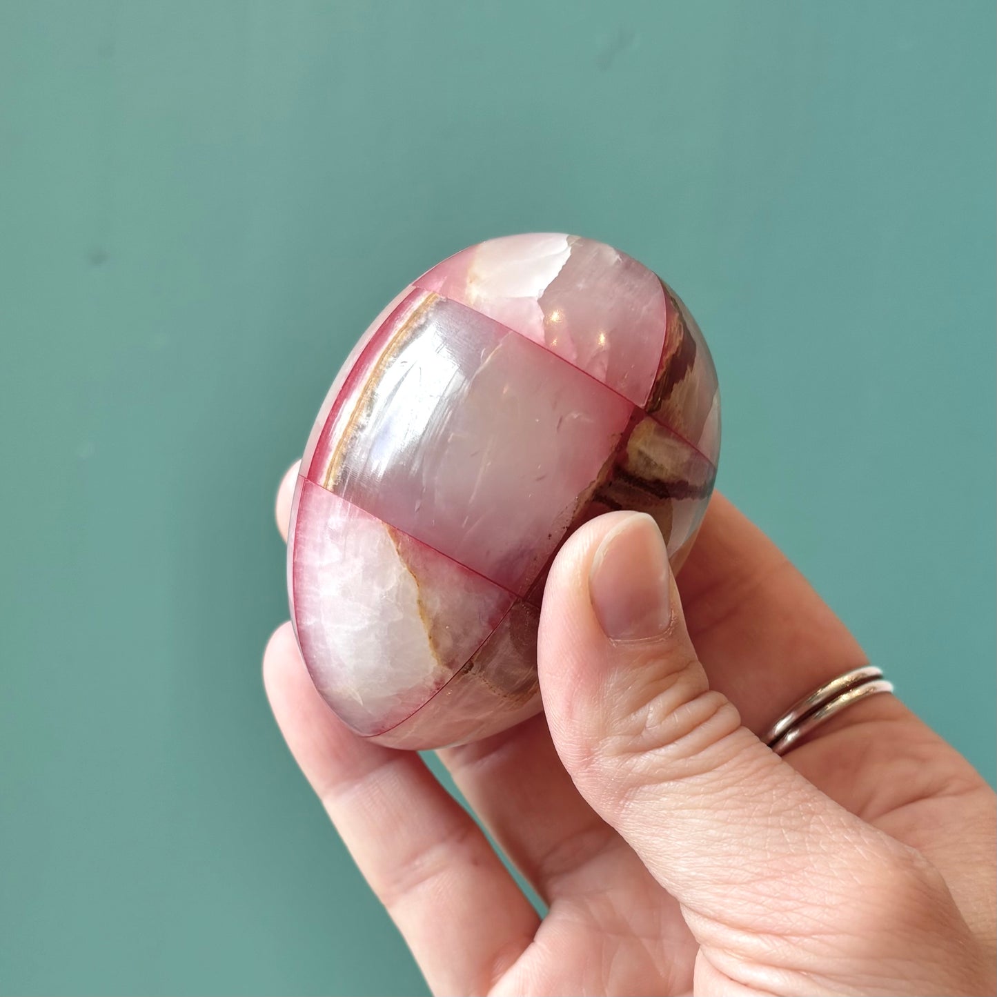 Vintage Set of Rose Quartz Egg and Ball Paperweights