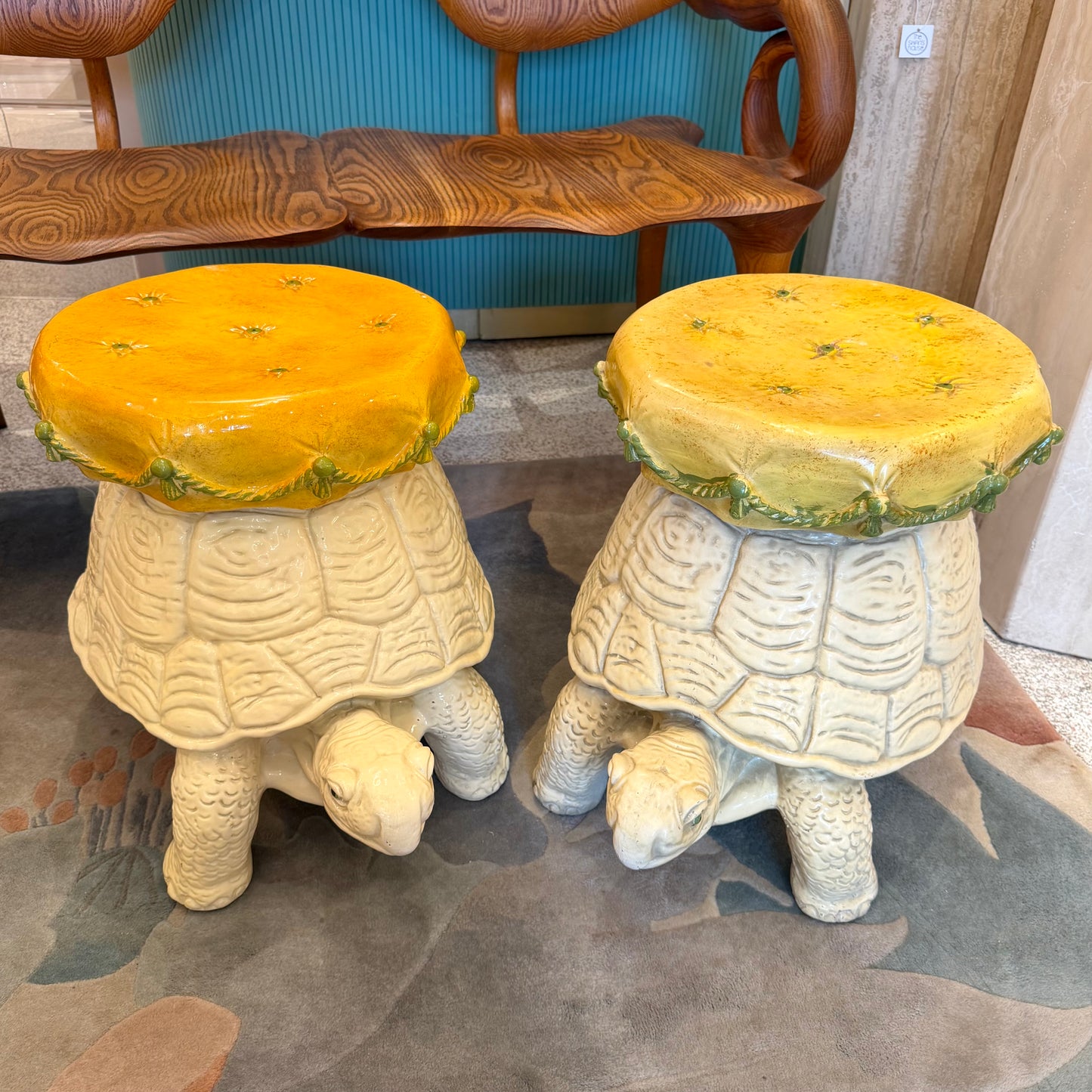 Vintage Extra Large Mid-Century Tortoise Stool