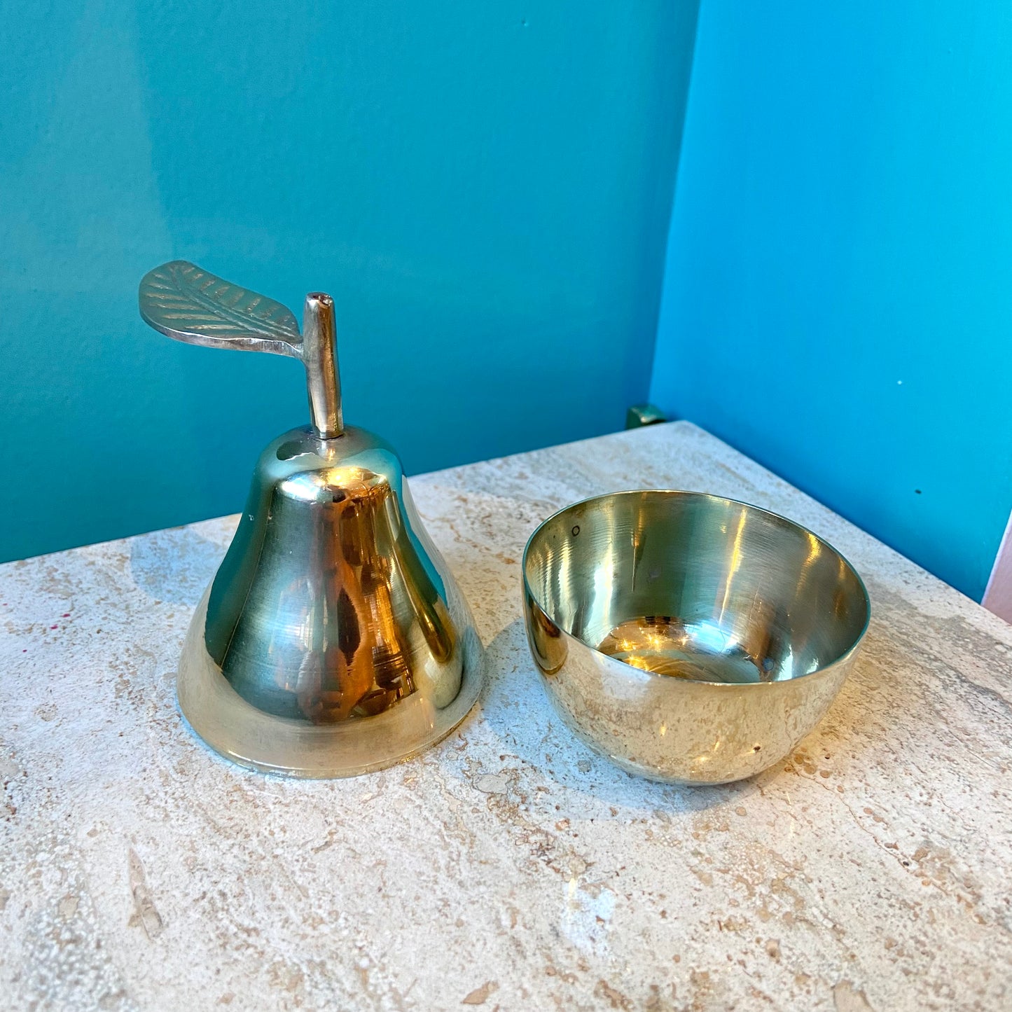 Vintage Brass Pear Trinket Box