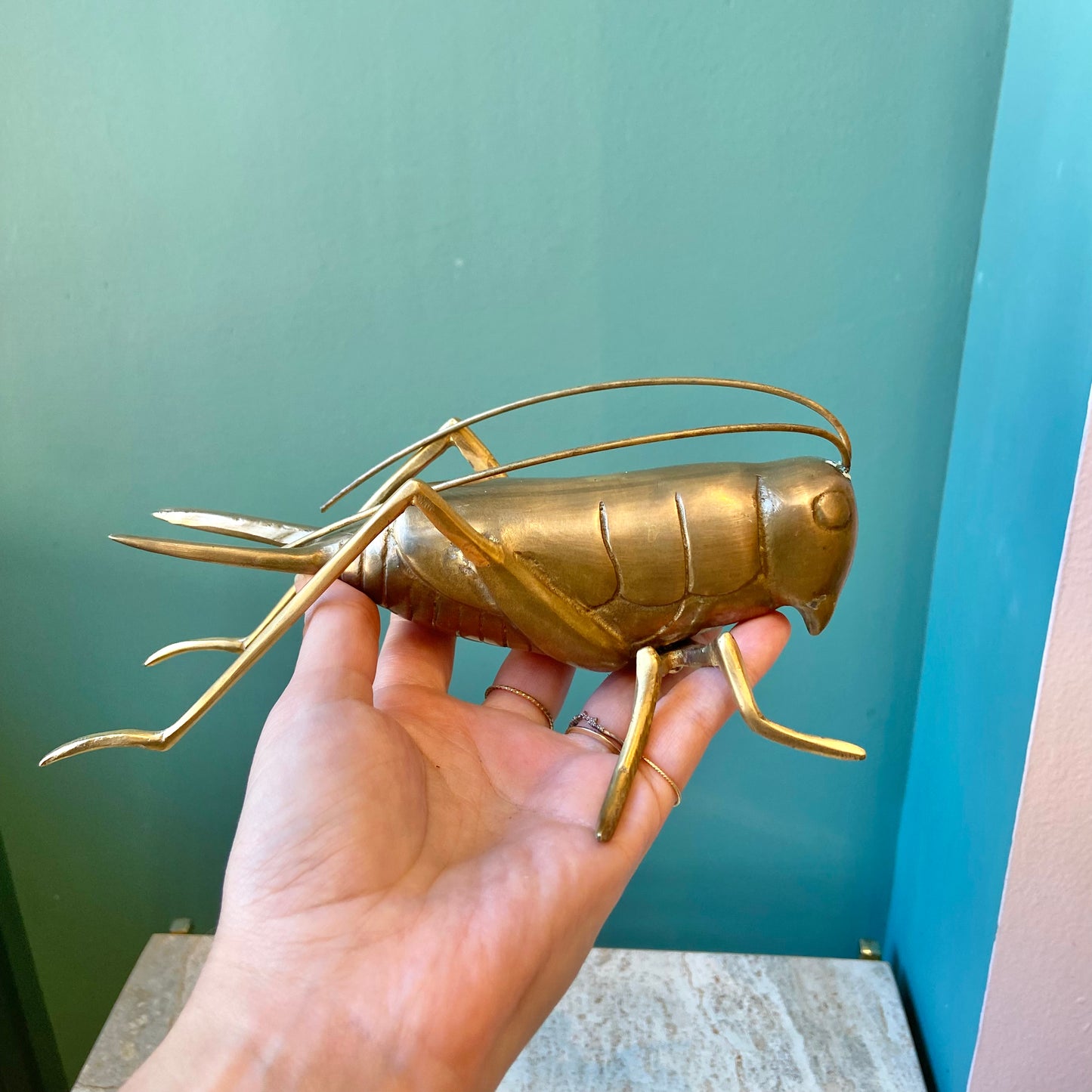 Vintage Large Brass Cricket Figurine