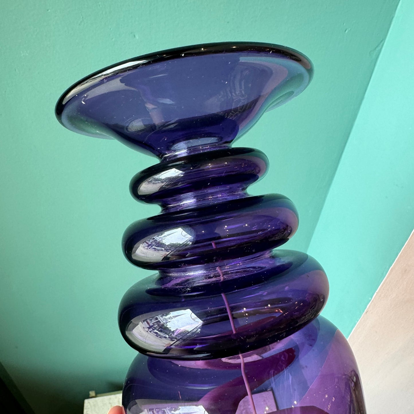 Vintage Purple Art Glass Candle Holder/Vase by Young & Constantin